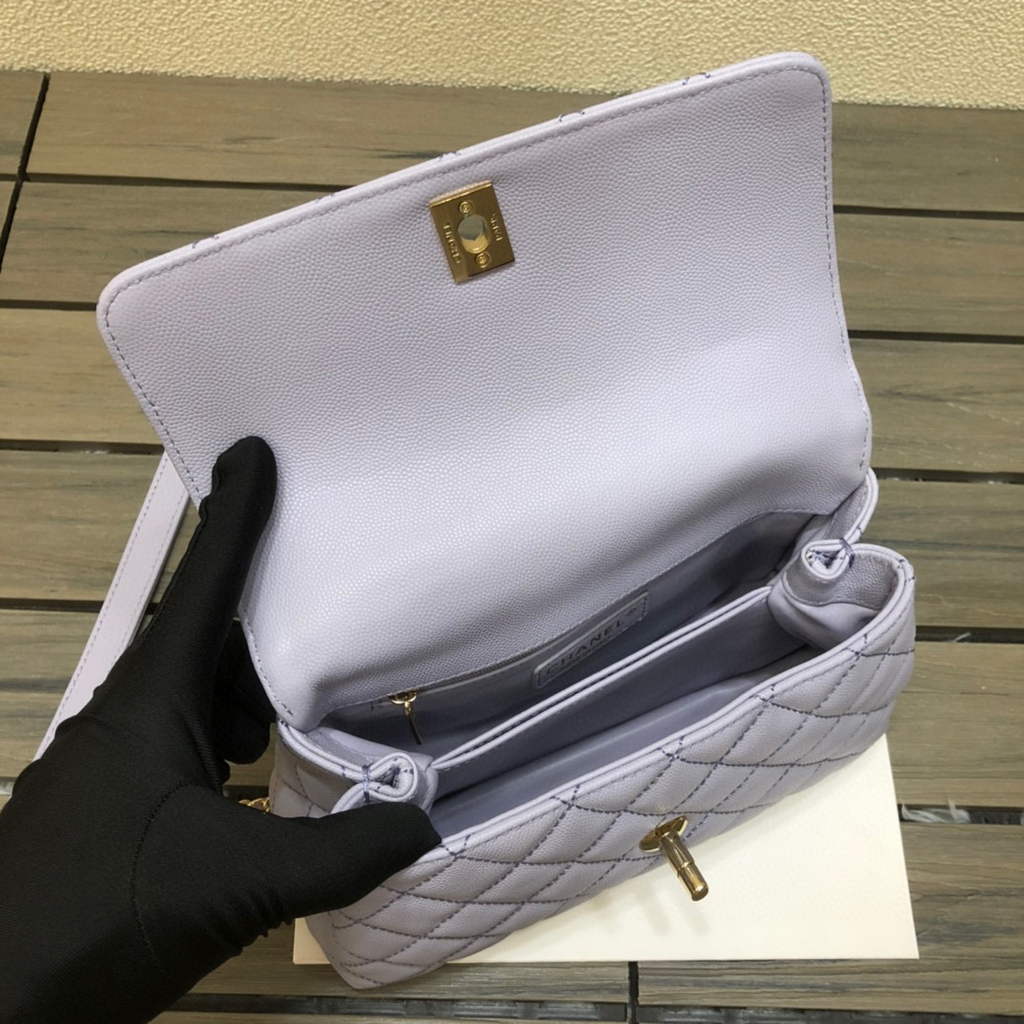 Chanel A92991 Large Flap Bag With Top Handle handBag Light Blue