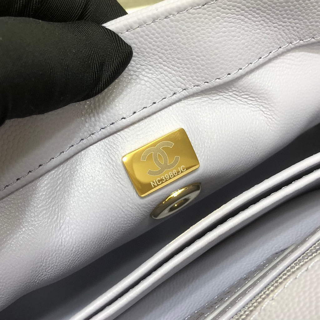Chanel A92991 Large Flap Bag With Top Handle handBag Light Blue
