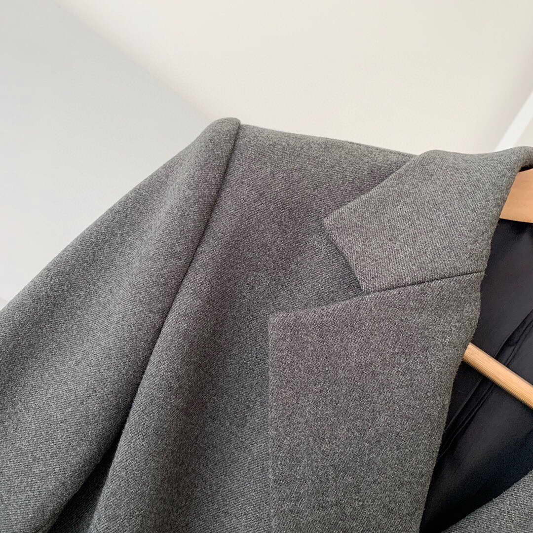 Prada Women's Clothing Single-Breasted Jacket Gray 88031