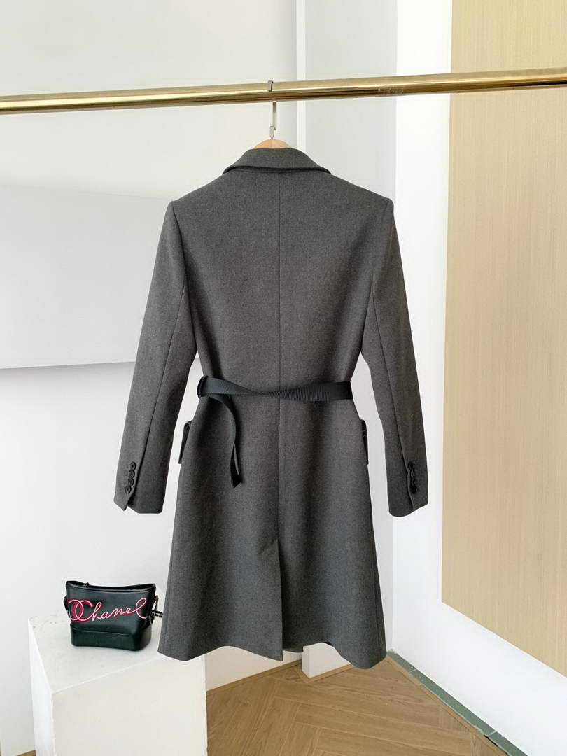 Prada Women's Clothing Single-Breasted Jacket Gray 88031