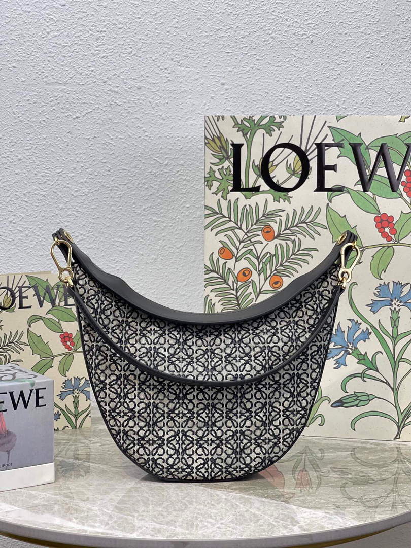 LOEWE A923PL9X01 Luna bag in Anagram jacquard and classic calfskin - Default Title - View 1