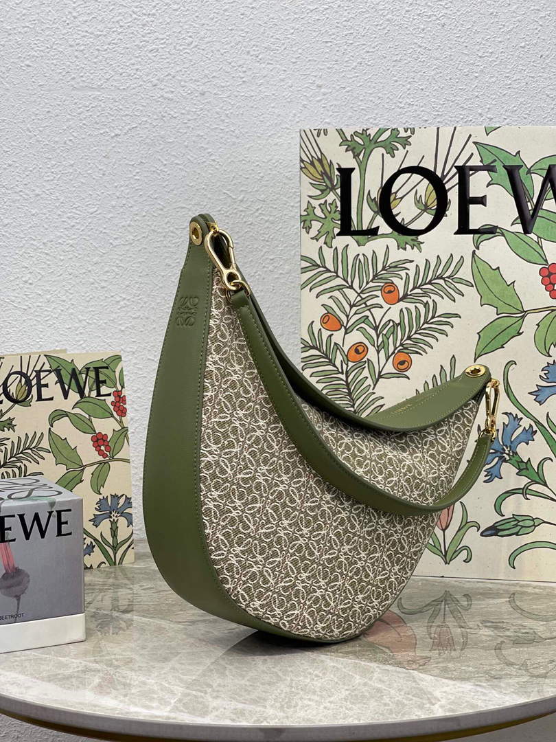 LOEWE A923PL9X01 Luna bag in Anagram jacquard and classic calfskin Green - Default Title - View 1