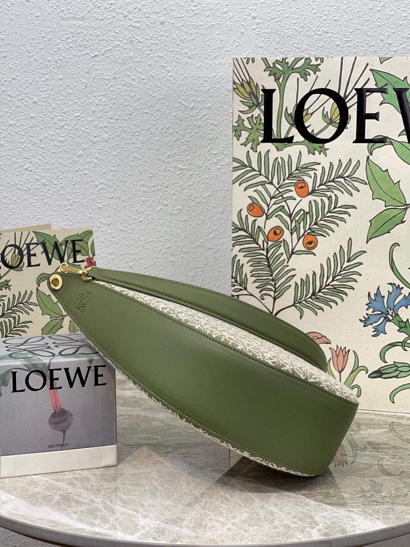 LOEWE A923PL9X01 Luna bag in Anagram jacquard and classic calfskin Green