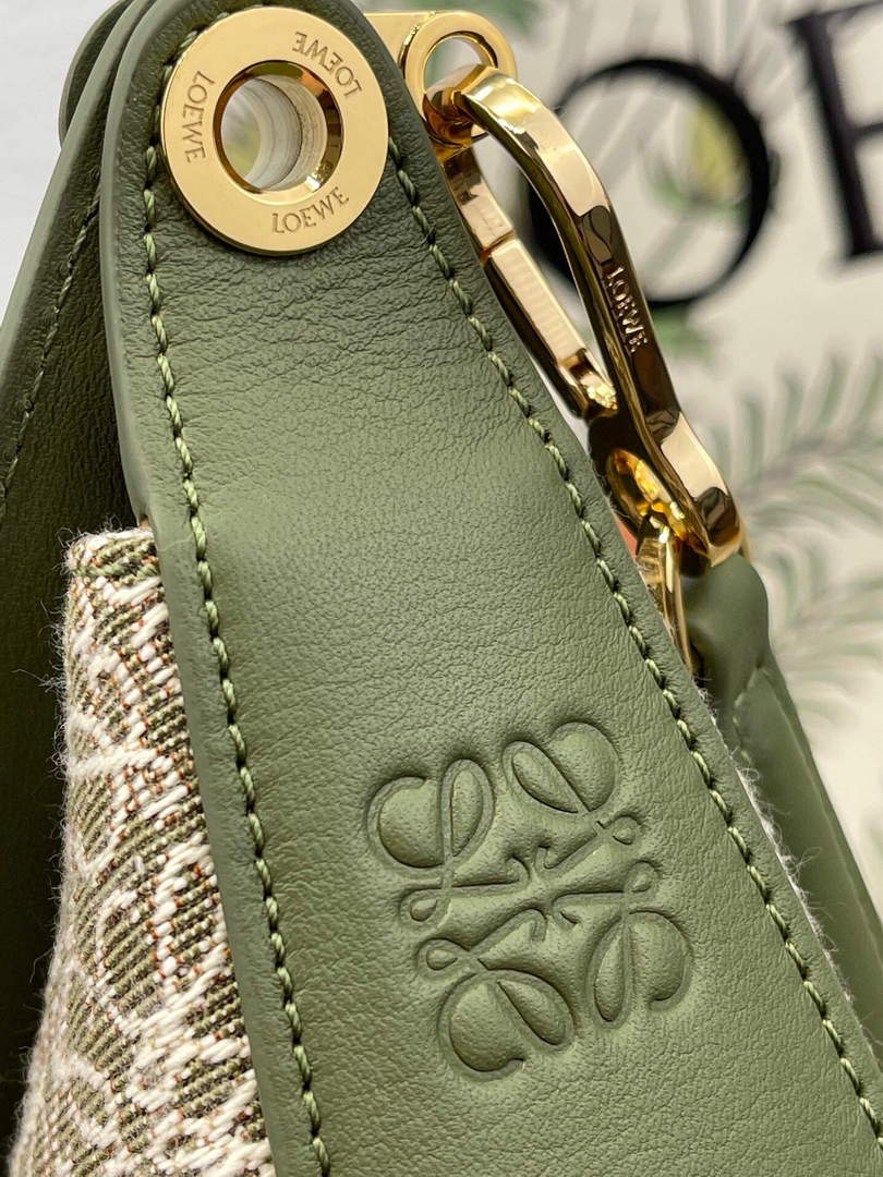 LOEWE A923PL9X01 Luna bag in Anagram jacquard and classic calfskin Green