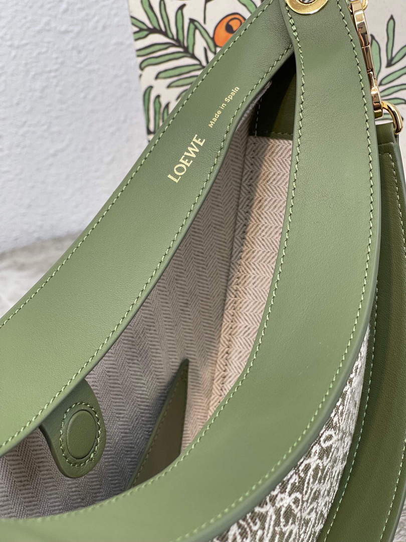 LOEWE A923PL9X01 Luna bag in Anagram jacquard and classic calfskin Green