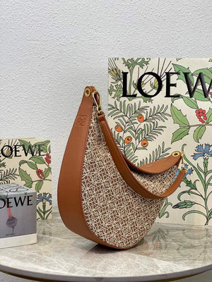 LOEWE A923PL9X01 Luna bag in Anagram jacquard and classic calfskin Tan/Pecan - Default Title - View 1