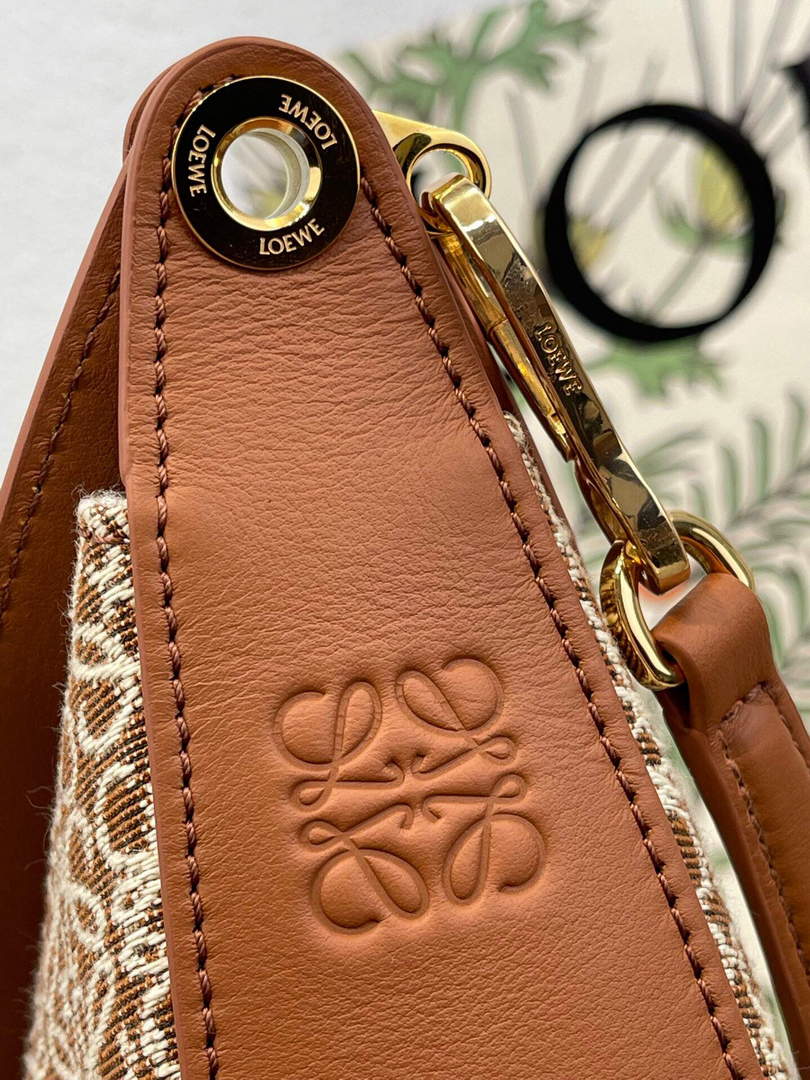 LOEWE A923PL9X01 Luna bag in Anagram jacquard and classic calfskin Tan/Pecan