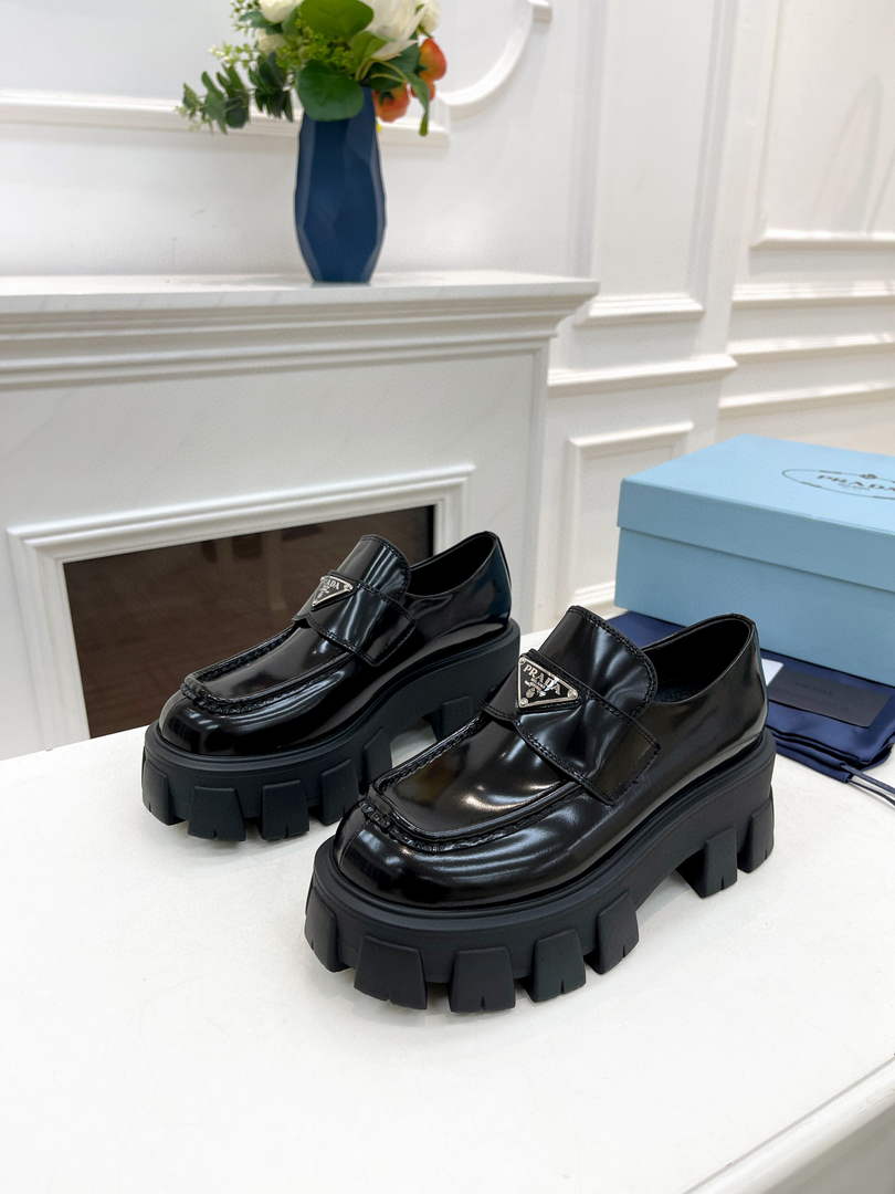 Prada 1D663M Monolith pointy brushed leather loafers P91180 - 34 - View 1