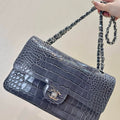 Chanel A01112 Flap Classic 11.12 Handbag  Crocodile Embossed Calfskin Gray