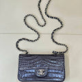Chanel A69900 Mini Flap Bag Crocodile Embossed Calfskin 20cm Gray
