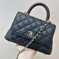 Chanel A92990  Flap Bag With Top Lizard leather Handle Black