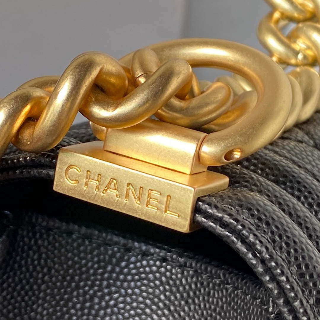 Chanel A94804 Boy Chanel Flap Bag With Handle Grained Shiny Calfskin Gold Tone Metal Black - Default Title - View 5