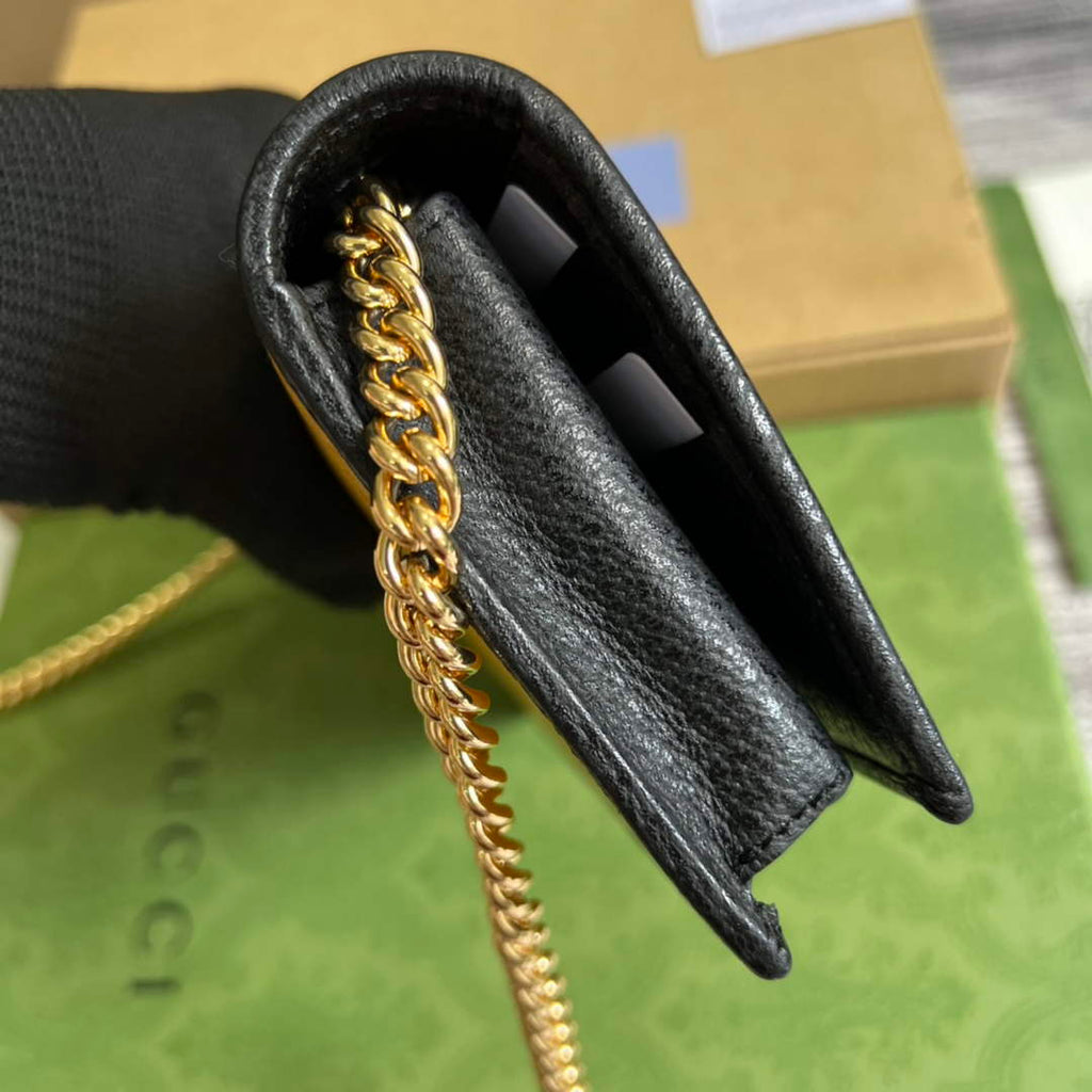 Adidas x Gucci ?621892 wallet with chain Off-black and yellow leather