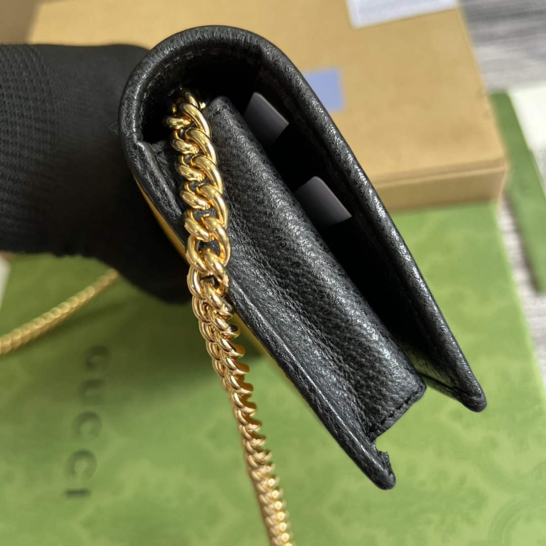 Adidas x Gucci ?621892 wallet with chain Off-black and yellow leather