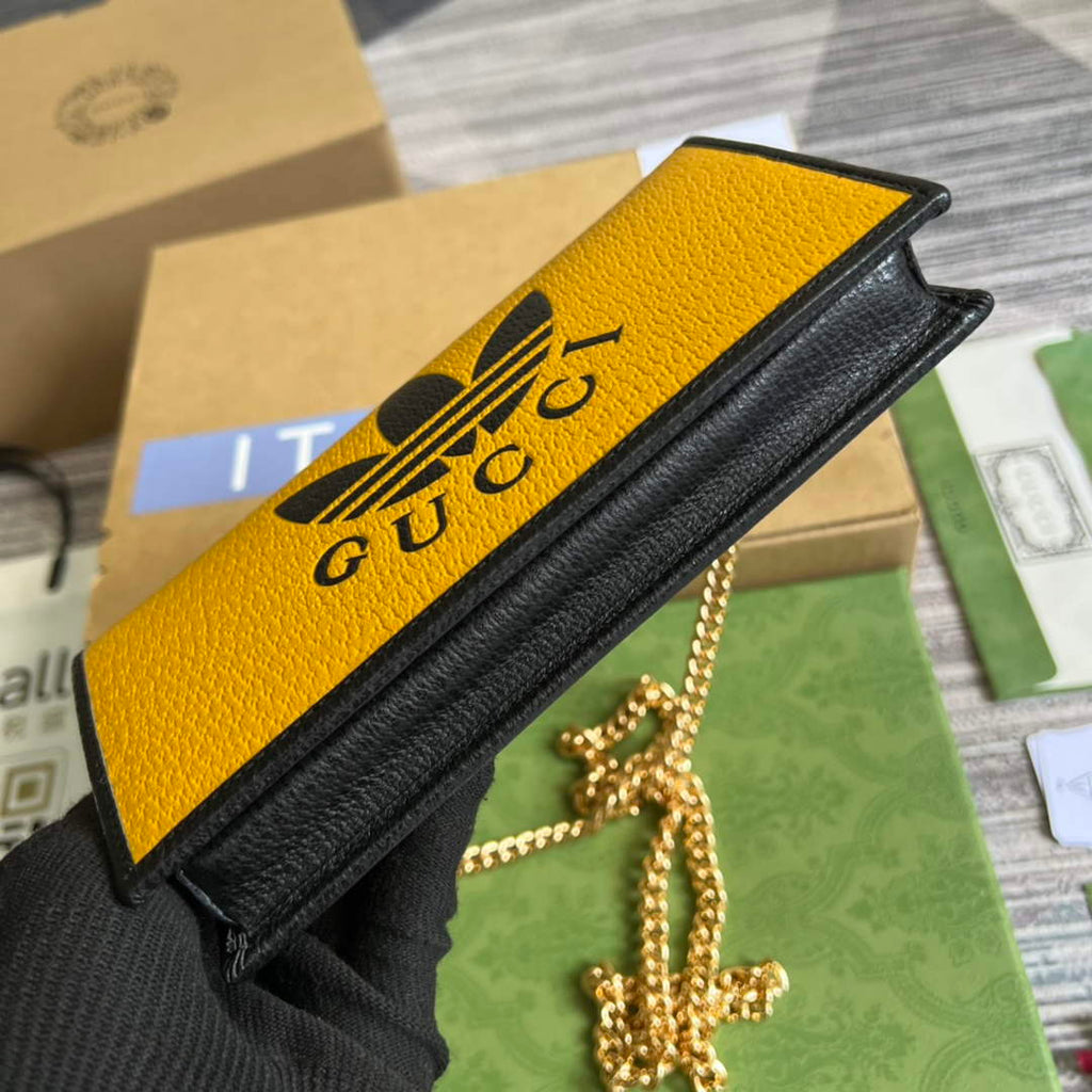 Adidas x Gucci ?621892 wallet with chain Off-black and yellow leather
