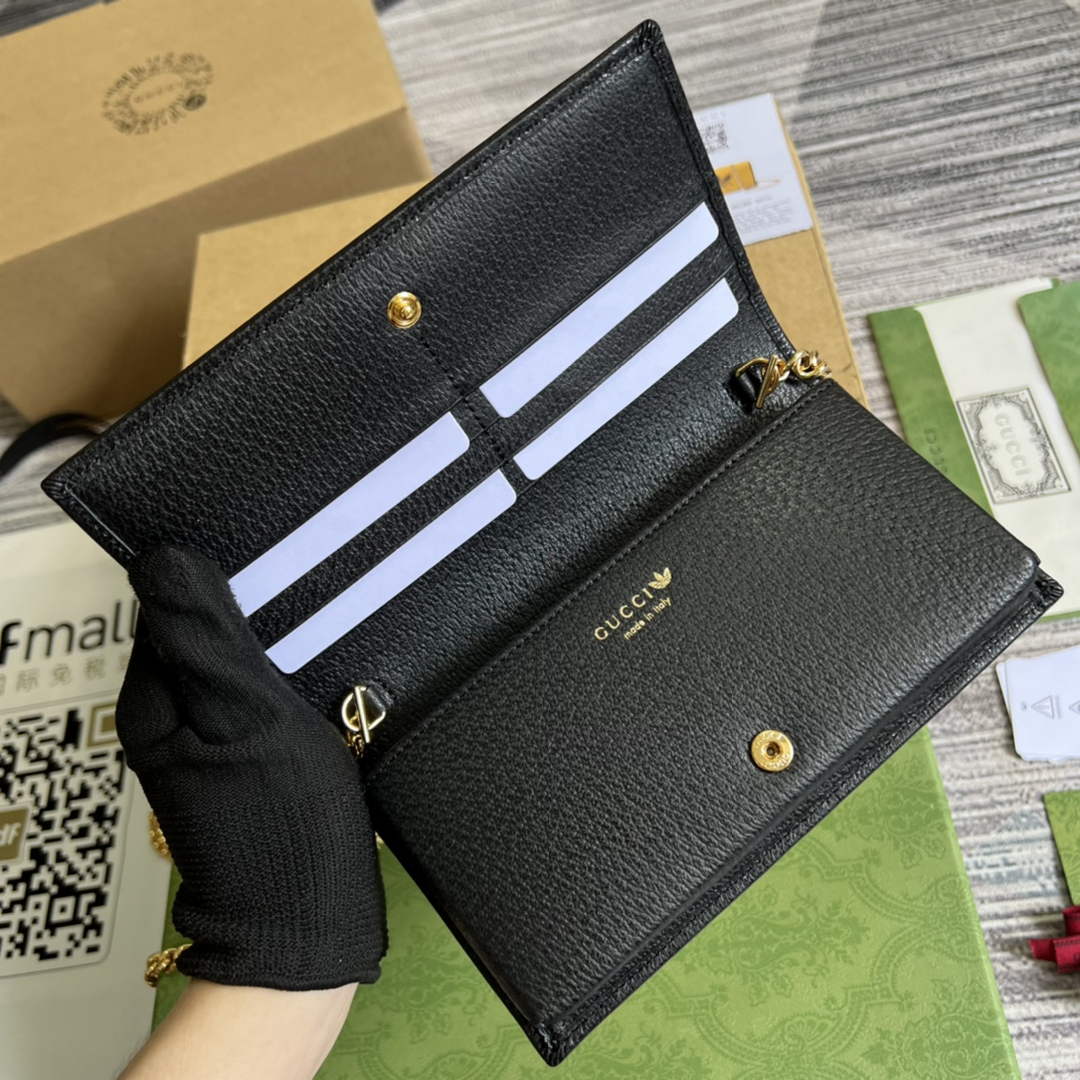 Adidas x Gucci ?621892 wallet with chain Off-black and yellow leather