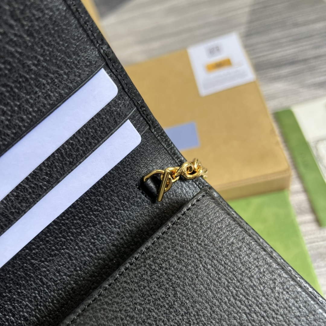 Adidas x Gucci ?621892 wallet with chain Off-black and yellow leather