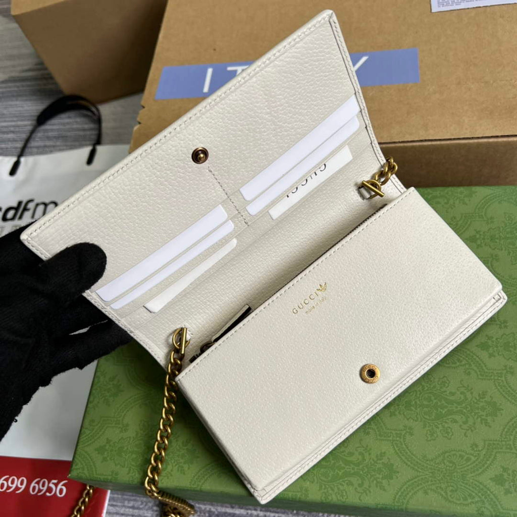 Adidas x Gucci ?621892 wallet with chain Off-white and red leather
