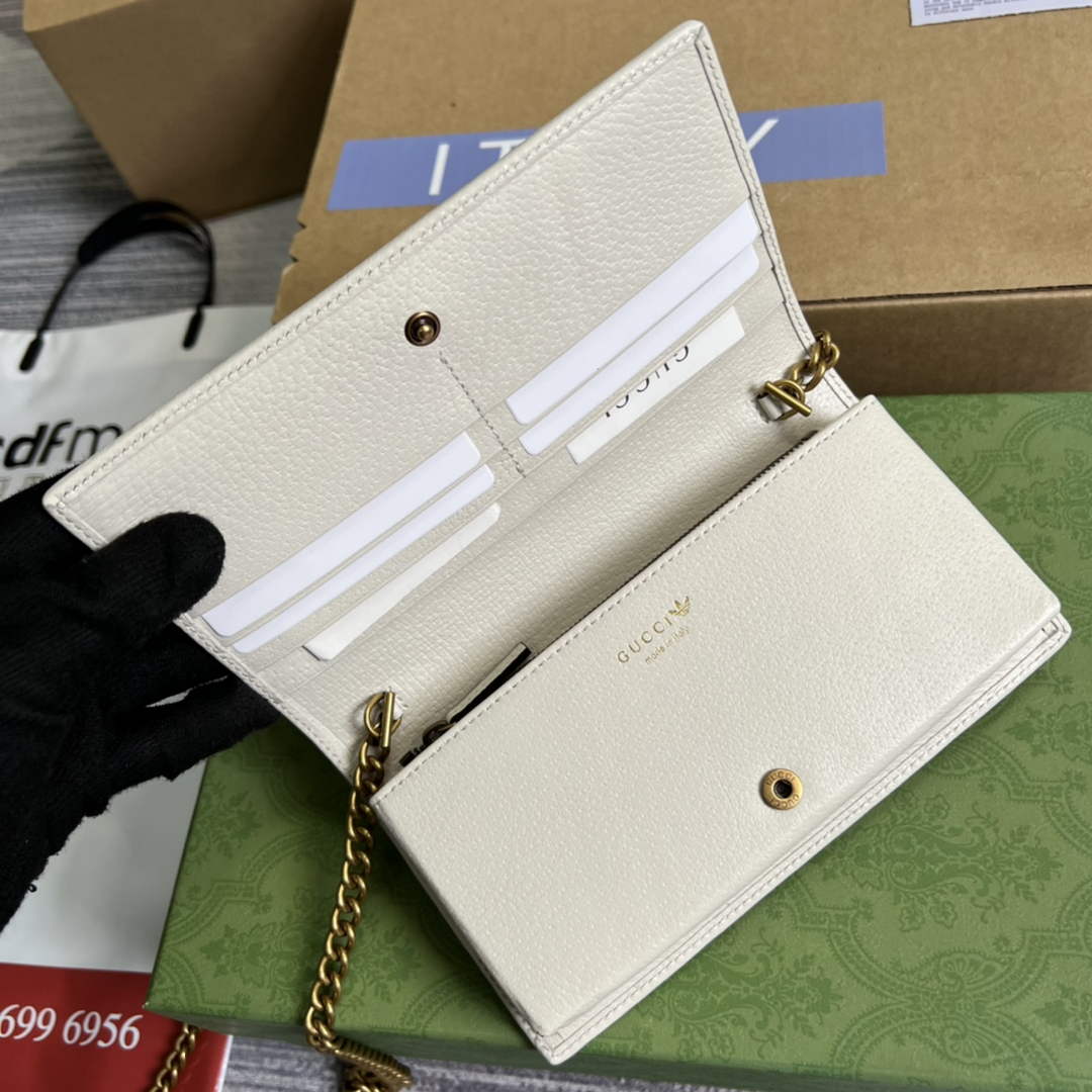 Adidas x Gucci ?621892 wallet with chain Off-white and red leather