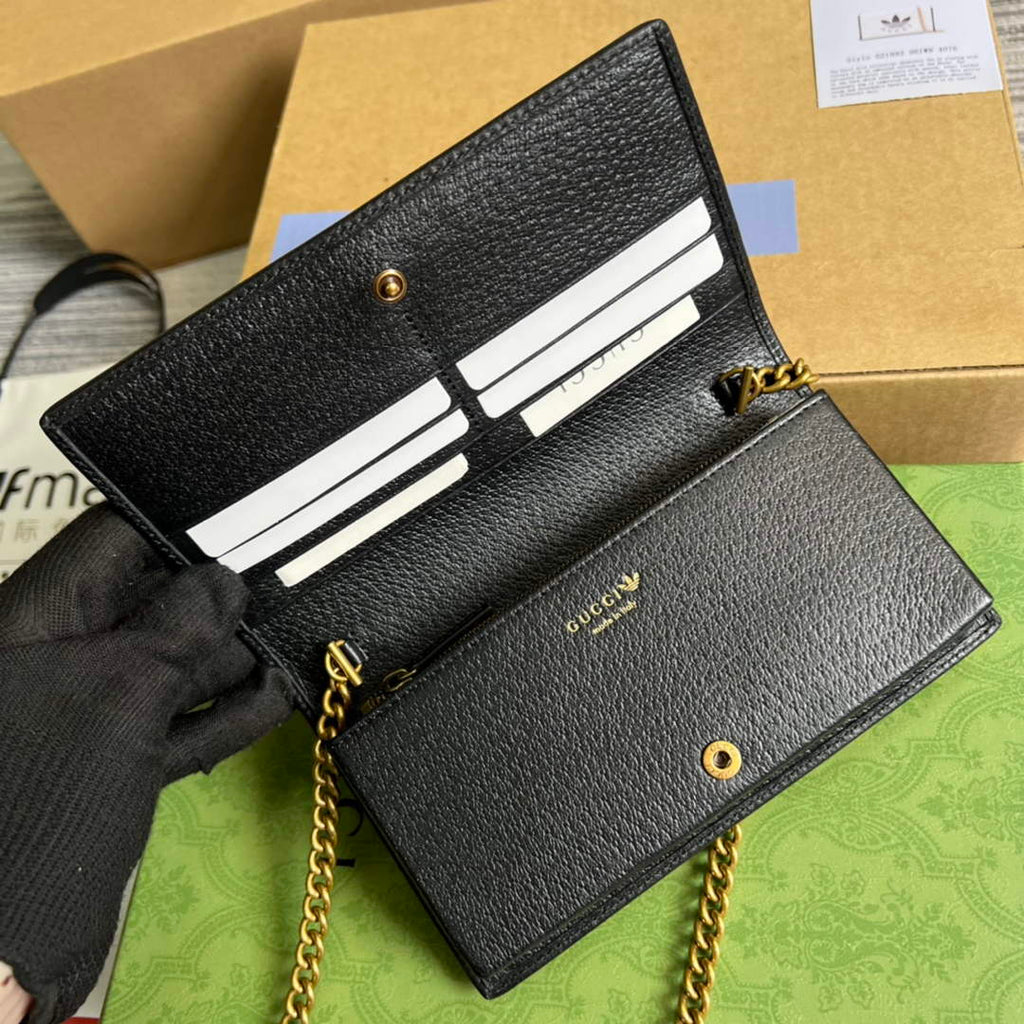 Adidas x Gucci ?621892 wallet with chain Off-white and black leather