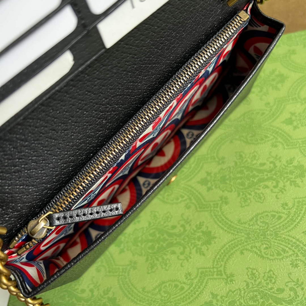 Adidas x Gucci ?621892 wallet with chain Off-white and black leather