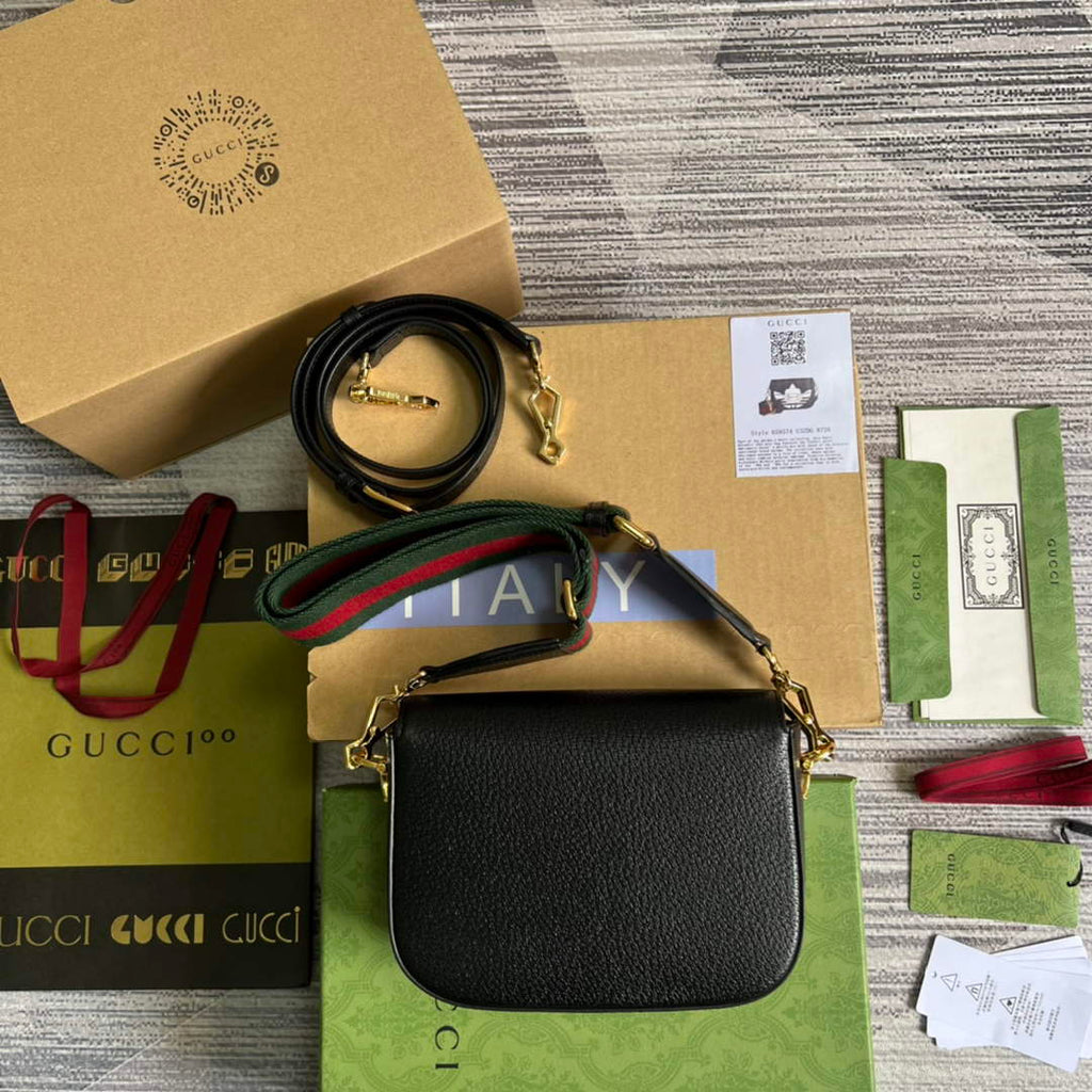 Adidas x Gucci 658574 Horsebit 1955 mini bag black and white leather