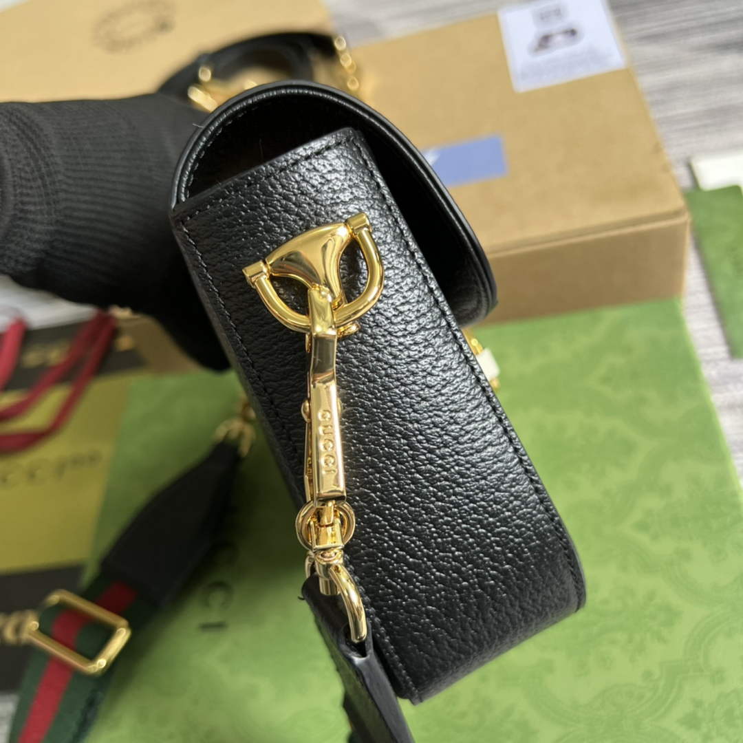 Adidas x Gucci 658574 Horsebit 1955 mini bag black and white leather - Default Title - View 4