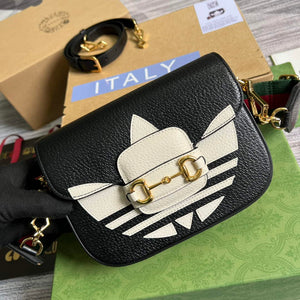 Adidas x Gucci 658574 Horsebit 1955 mini bag black and white leather - Default Title - View 1