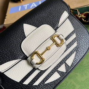 Adidas x Gucci 658574 Horsebit 1955 mini bag black and white leather - Default Title - View 5