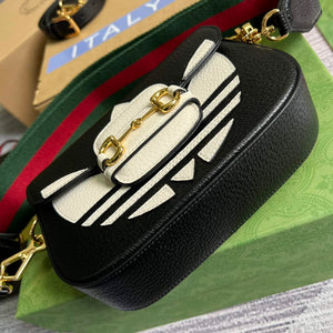 Adidas x Gucci 658574 Horsebit 1955 mini bag black and white leather - Default Title - View 6