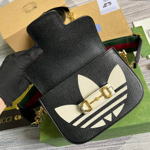 Adidas x Gucci 658574 Horsebit 1955 mini bag black and white leather - Default Title - View 7