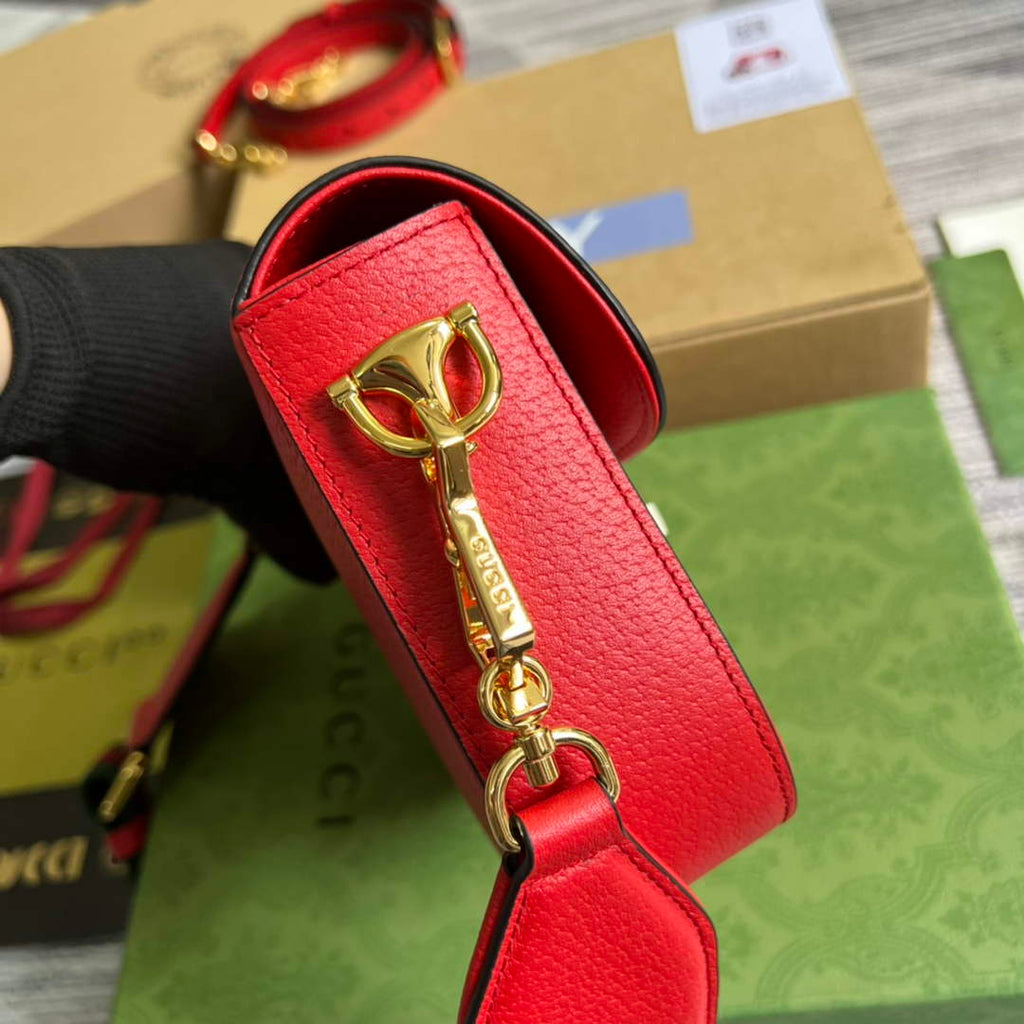 Adidas x Gucci 658574 Horsebit 1955 mini bag red and white leather