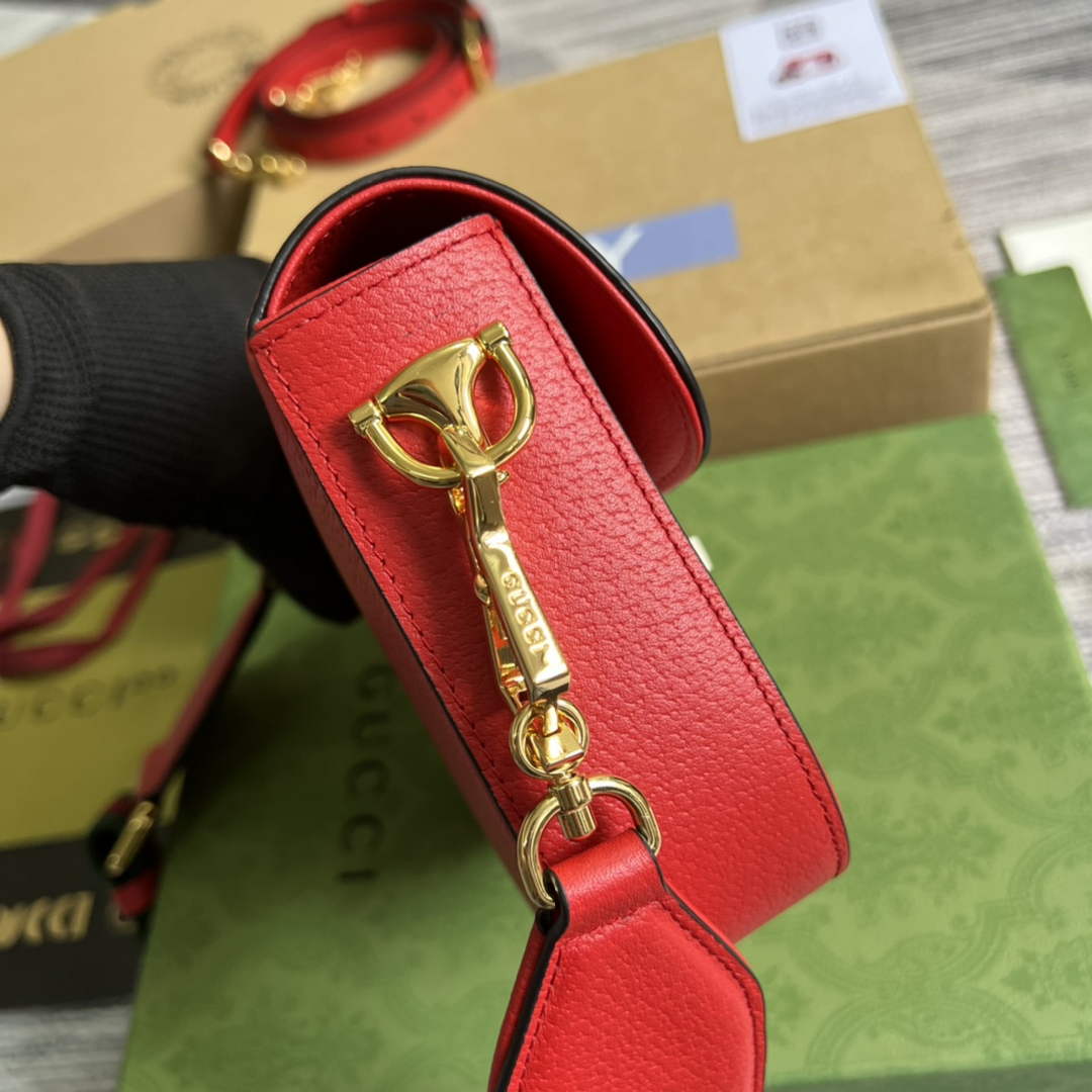 Adidas x Gucci 658574 Horsebit 1955 mini bag red and white leather