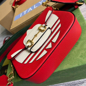 Adidas x Gucci 658574 Horsebit 1955 mini bag red and white leather - Default Title - View 6