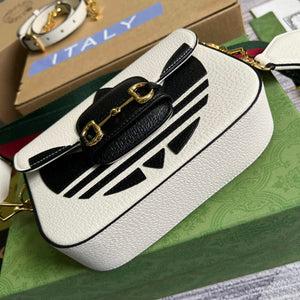 Adidas x Gucci 658574 Horsebit 1955 mini bag white and black leather - Default Title - View 5