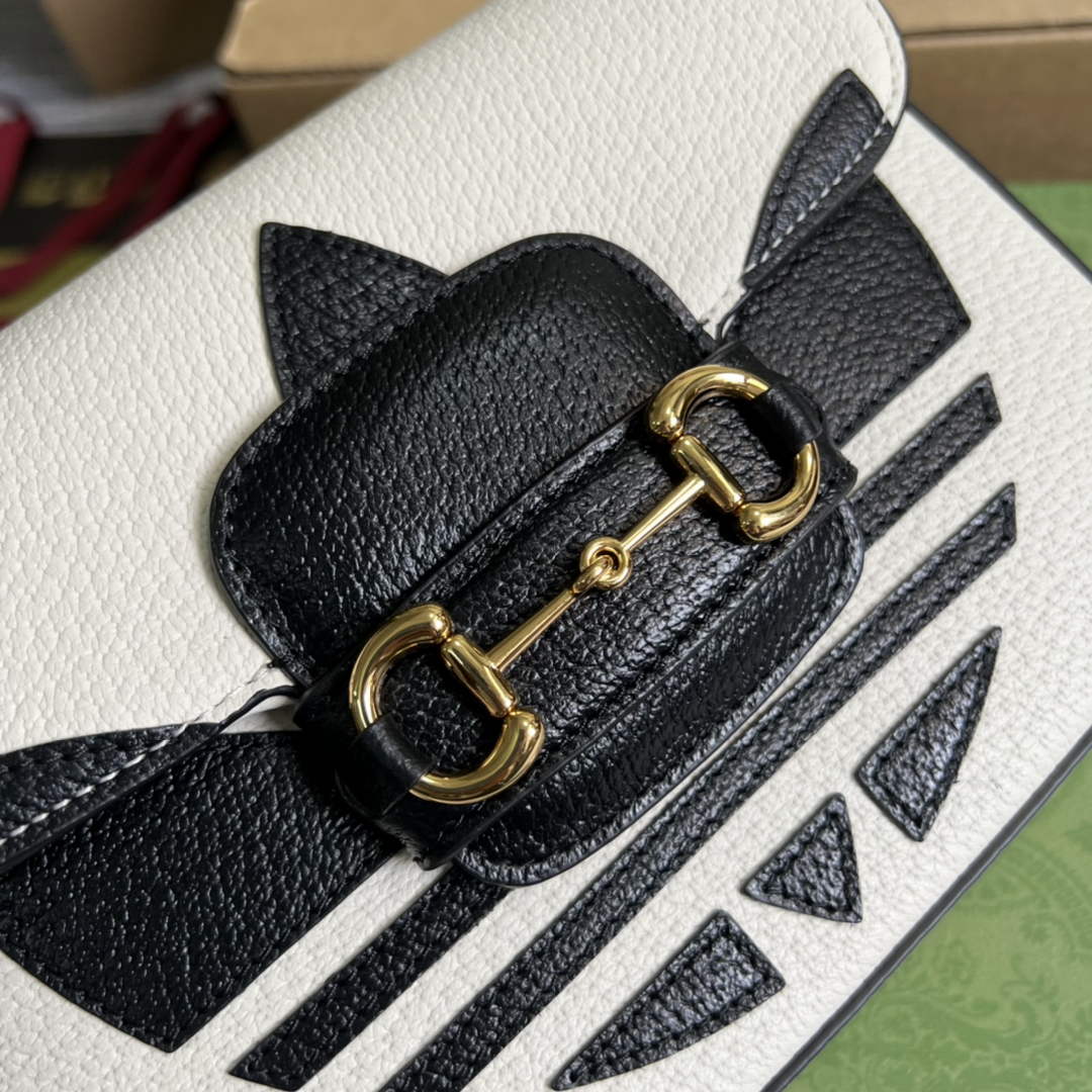 Adidas x Gucci 658574 Horsebit 1955 mini bag white and black leather - Default Title - View 7