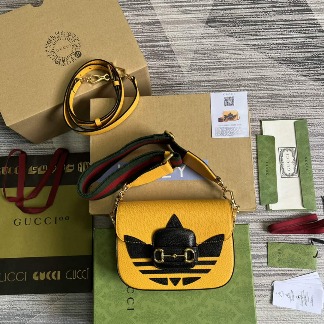 Adidas x Gucci 658574 Horsebit 1955 mini bag Yellow and black leather - Default Title - View 2