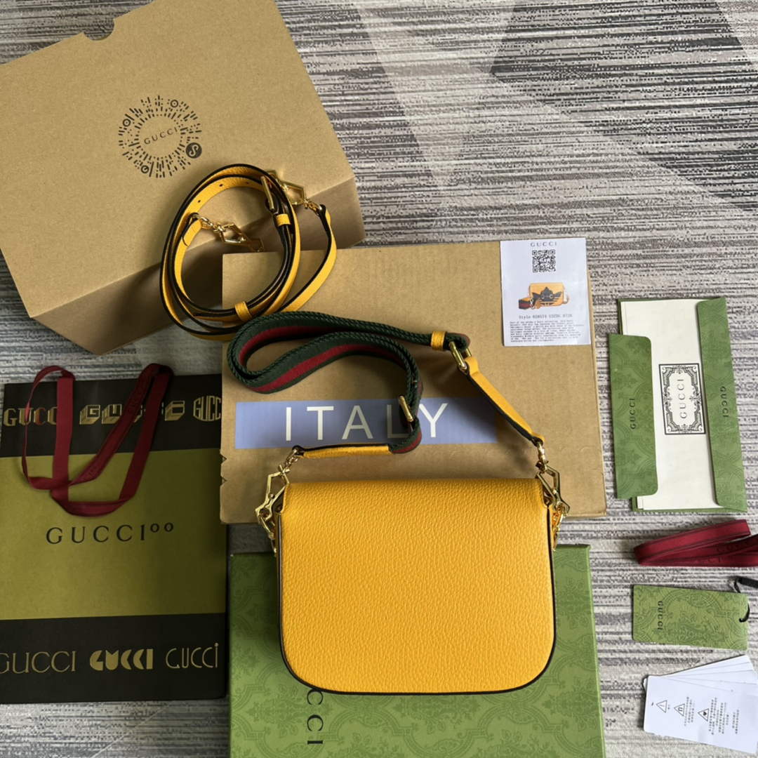 Adidas x Gucci 658574 Horsebit 1955 mini bag Yellow and black leather - Default Title - View 3