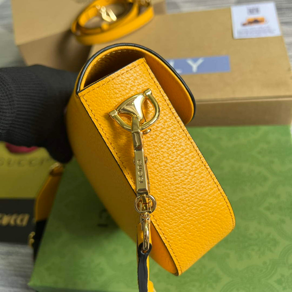 Adidas x Gucci 658574 Horsebit 1955 mini bag Yellow and black leather