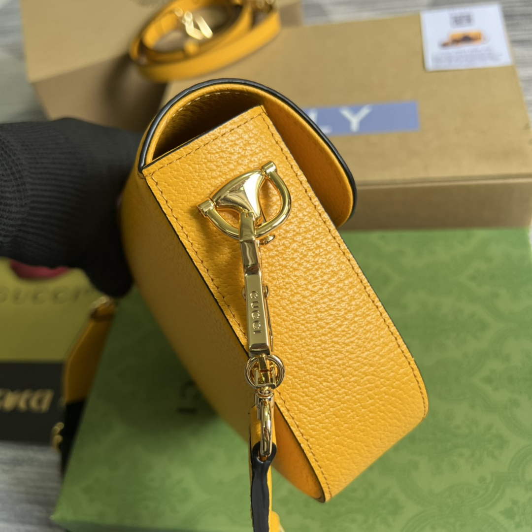 Adidas x Gucci 658574 Horsebit 1955 mini bag Yellow and black leather