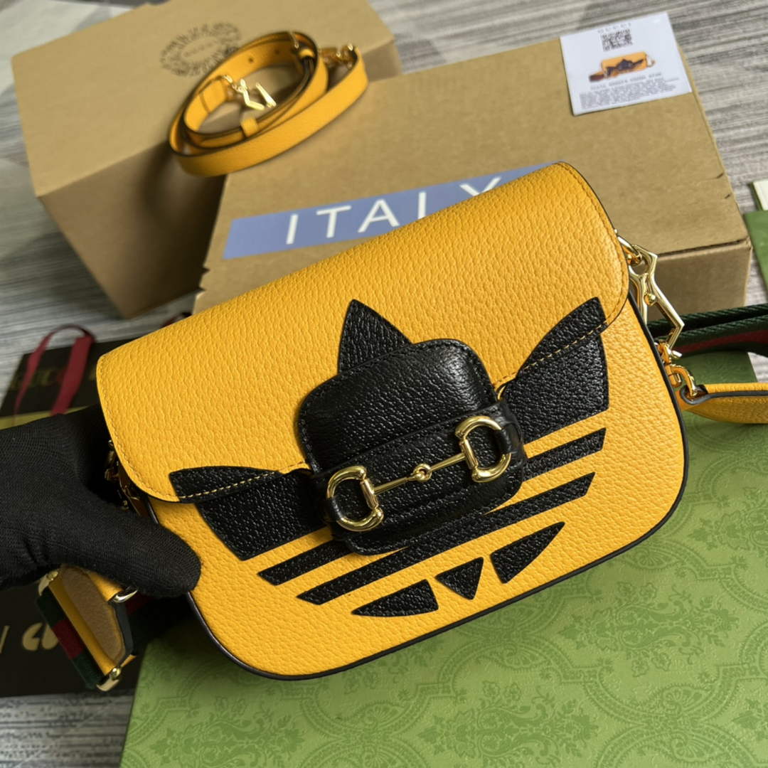 Adidas x Gucci 658574 Horsebit 1955 mini bag Yellow and black leather - Default Title - View 1