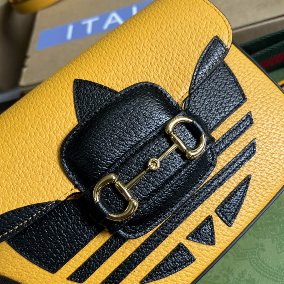 Adidas x Gucci 658574 Horsebit 1955 mini bag Yellow and black leather - Default Title - View 5