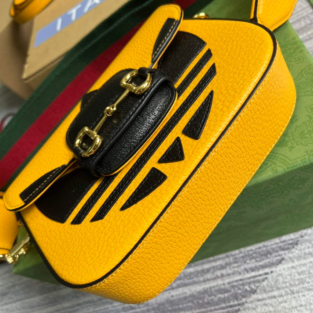 Adidas x Gucci 658574 Horsebit 1955 mini bag Yellow and black leather