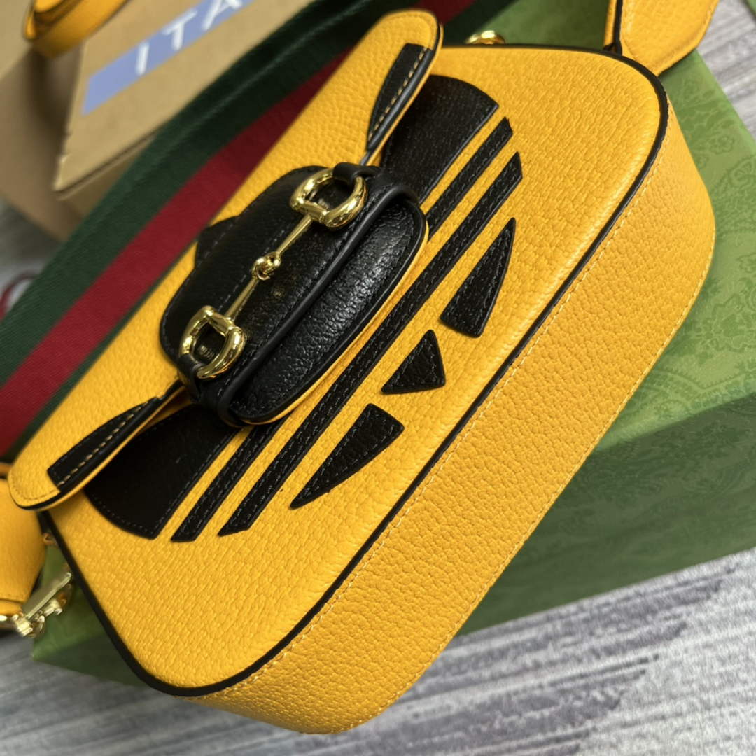 Adidas x Gucci 658574 Horsebit 1955 mini bag Yellow and black leather - Default Title - View 6