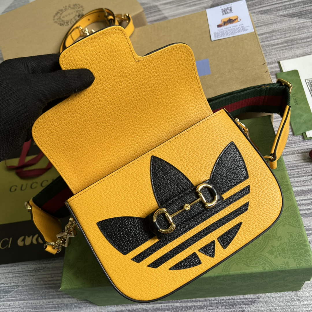 Adidas x Gucci 658574 Horsebit 1955 mini bag Yellow and black leather - Default Title - View 7