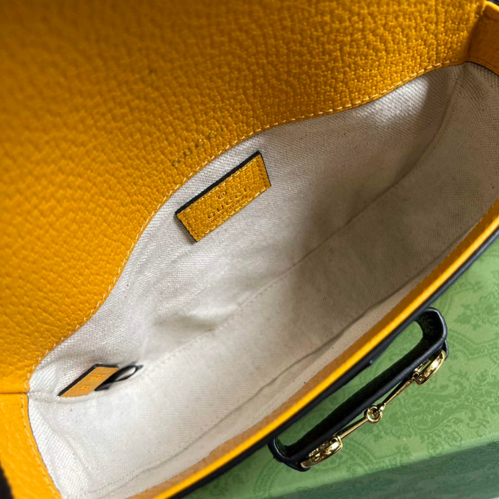 Adidas x Gucci 658574 Horsebit 1955 mini bag Yellow and black leather