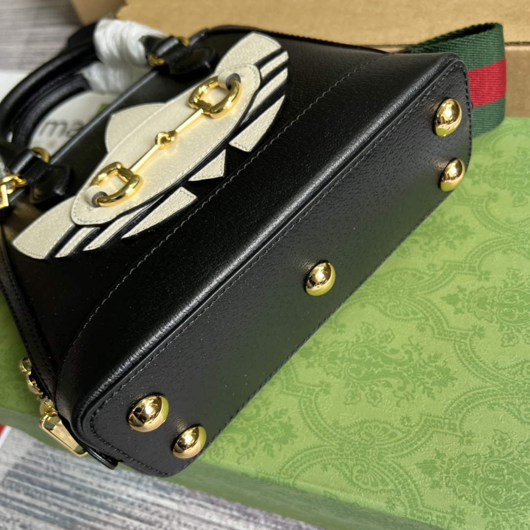 Adidas x Gucci 677212 Horsebit 1955 mini bag Black and white leather - Default Title - View 8