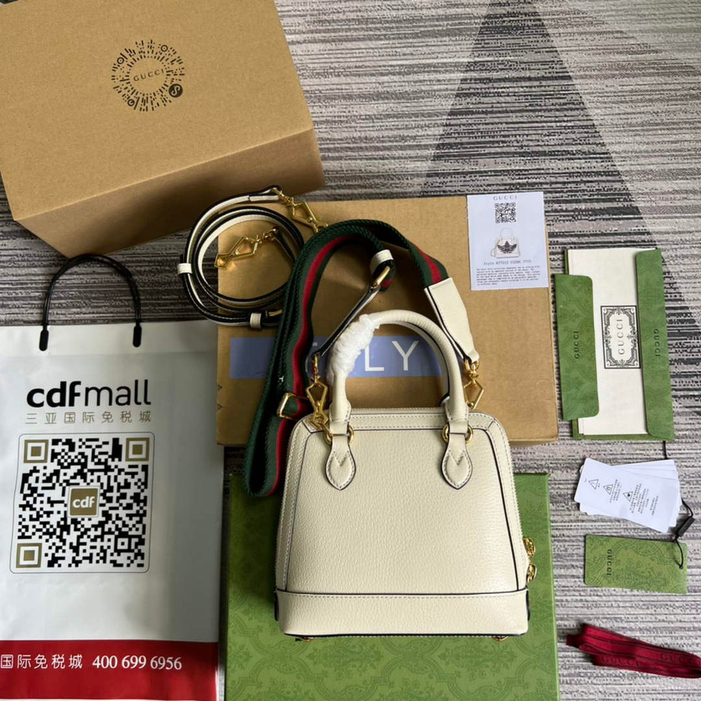 Adidas  x Gucci 677212 Horsebit 1955 mini bag white and Black leather