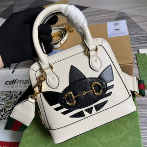 Adidas  x Gucci 677212 Horsebit 1955 mini bag white and Black leather - Default Title - View 1