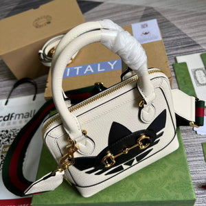 Adidas  x Gucci 677212 Horsebit 1955 mini bag white and Black leather - Default Title - View 5